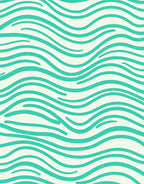 Ocean Green Wavy Stripe Pattern Rug