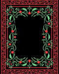 Coral Green Floral Vines Border Rug