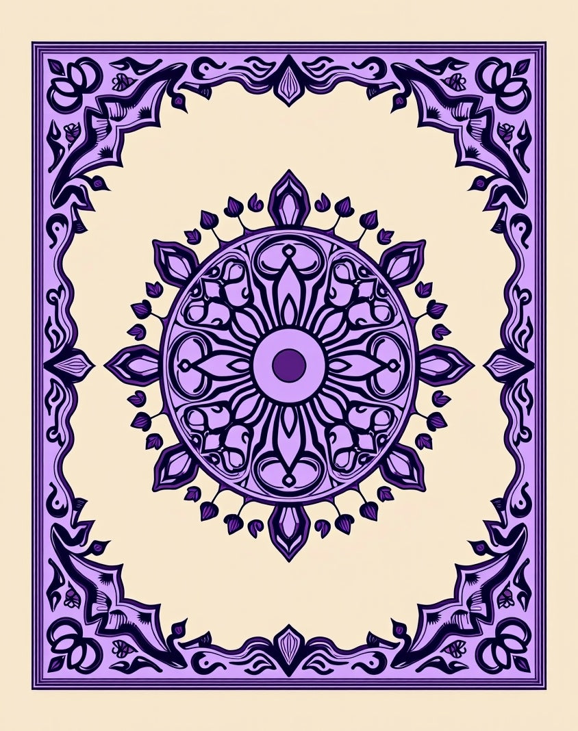 Purple Mandala Floral Geometric Rug