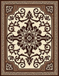 Classic Brown Floral Medallion Border Rug