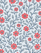 Coral Floral Vine Pattern Rug