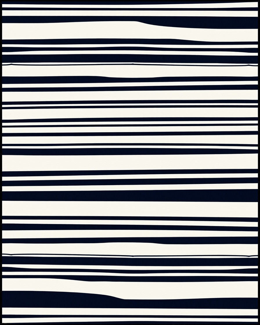 Abstract Navy And White Striped Pattern Rug