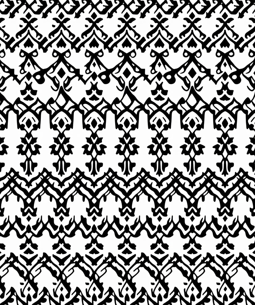 Ornate Black White Ethnic Pattern Rug