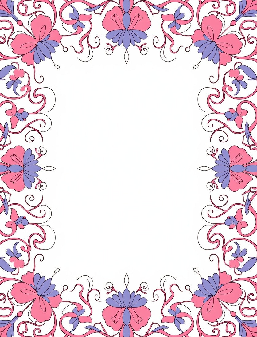 Pink And Purple Floral Swirl Rug
