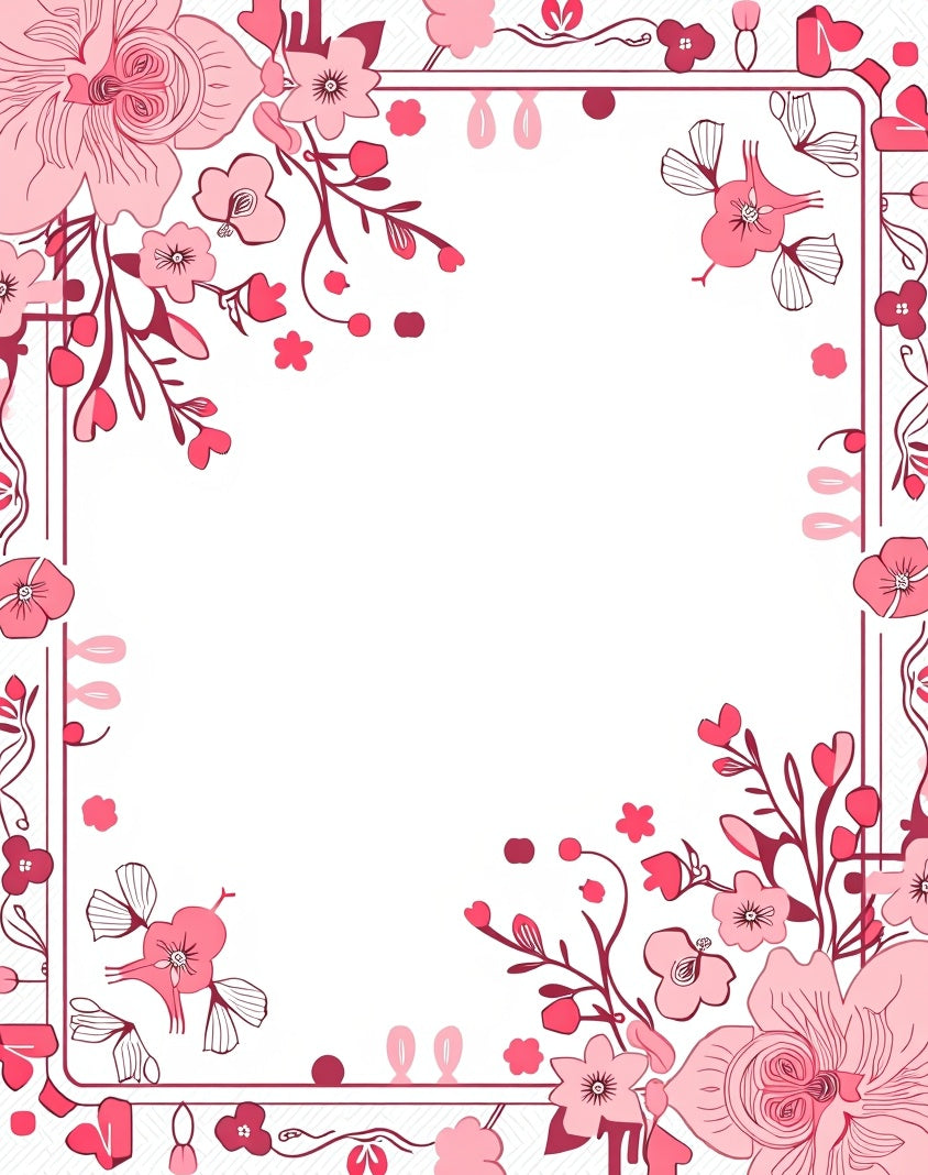 Pink Floral Border Design Rug