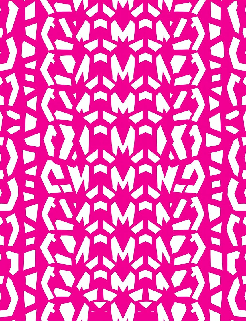 Hot Pink White Geometric Pattern Rug