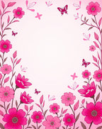 Pink Floral Butterfly Delight Rug