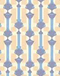Vertical Blue Ochre Geometric Pattern Rug