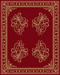 Elegant Red Gold Floral Scroll Design Rug