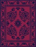 Elegant Dark Blue Floral Swirl Rug