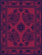 Elegant Dark Blue Floral Swirl Rug