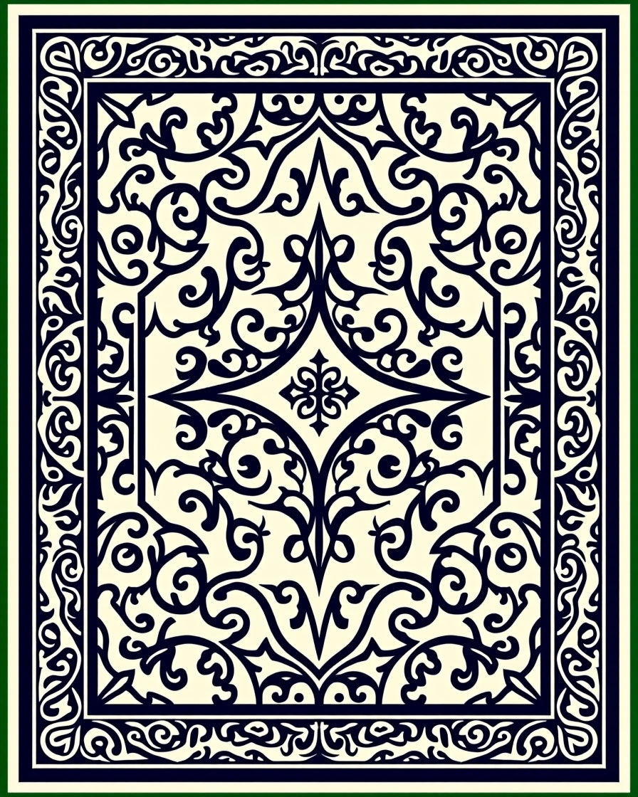Ornate Noir Arabesque Inspired Design Rug