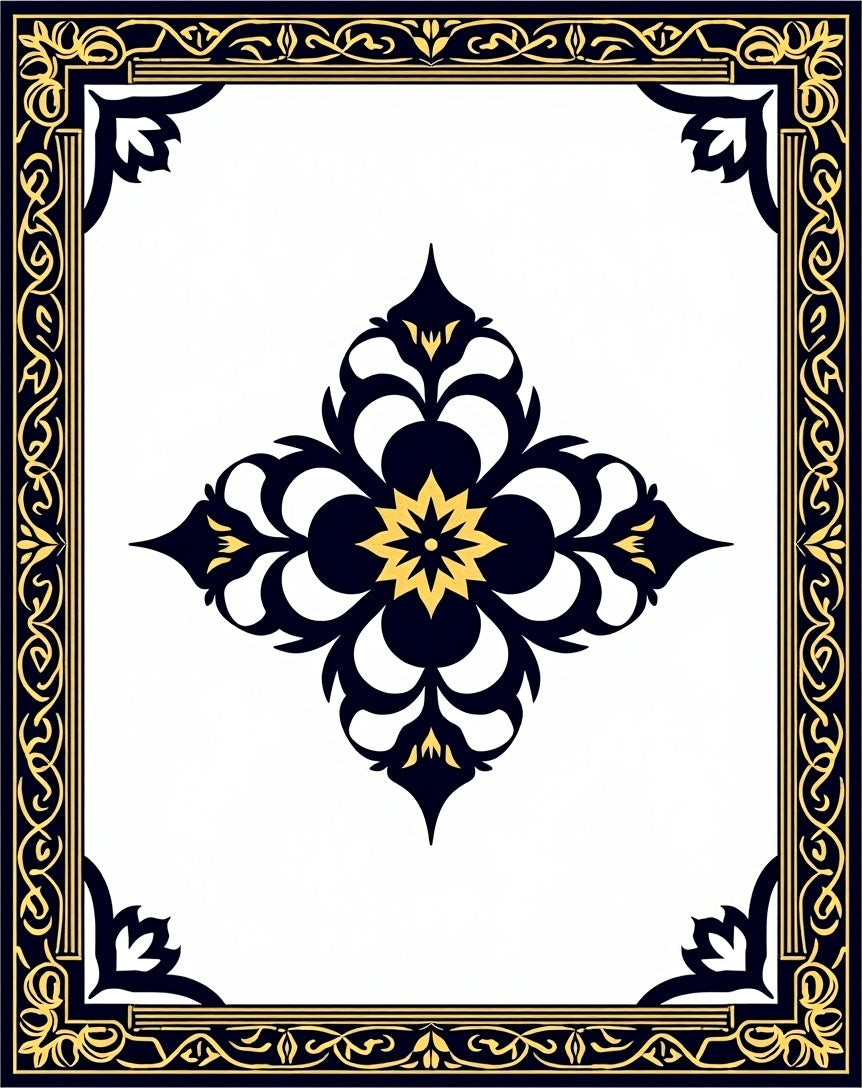 Elegant Floral And Bordered Design Rug