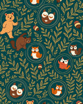 Forest Animals Golden Foliage Pattern Rug