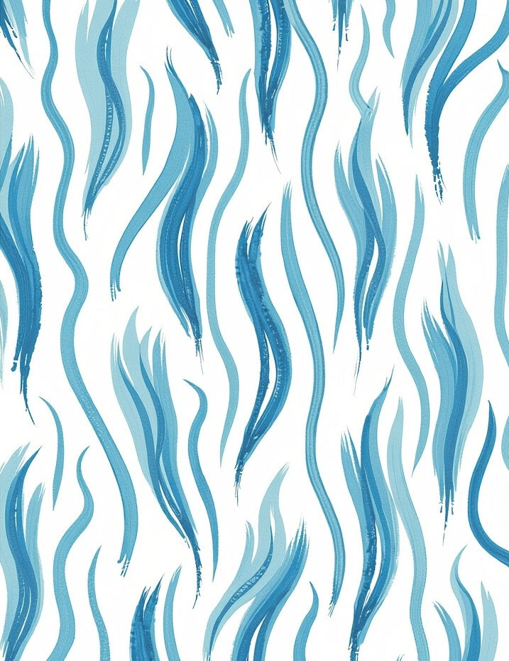 Abstract Blue Wavy Brushstrokes Pattern Rug