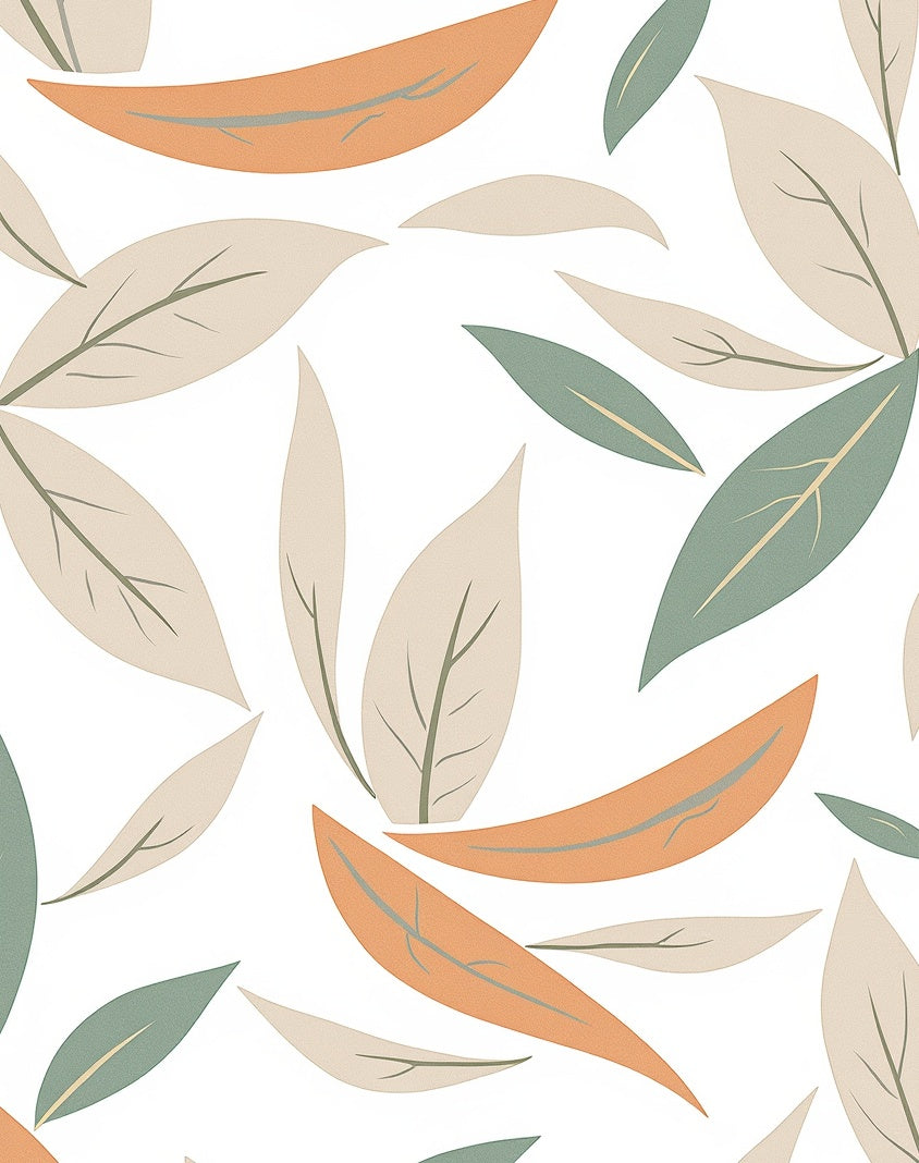 Abstract Leaf Patterns with Earth Tones Rug