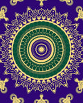 Intricate Violet Yellow Green Mandala Design Rug