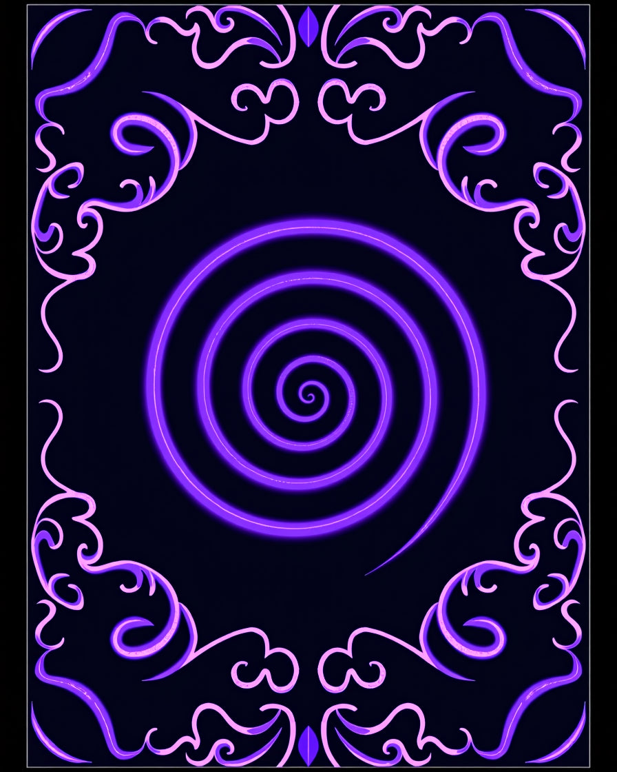 Purple Neon Swirl Bordered Design Rug