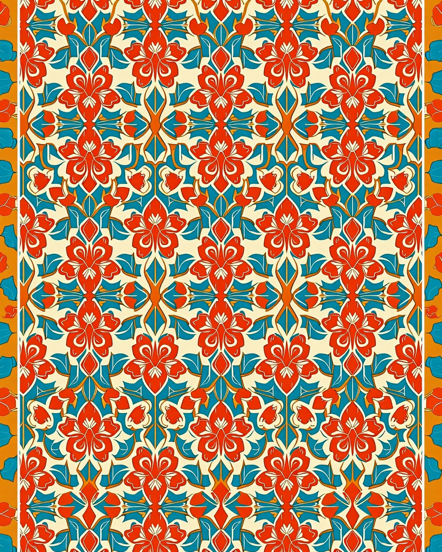 Intricate Floral Geometric Pattern Rug