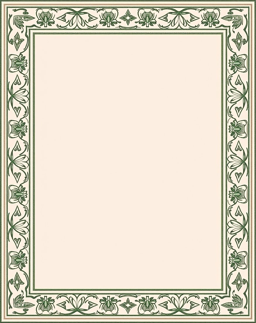 Elegant Green Floral Border Design Rug
