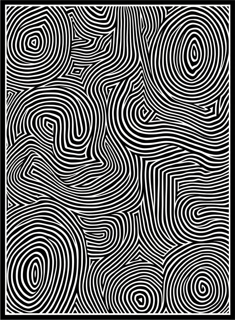 Abstract Black White Swirling Lines Rug