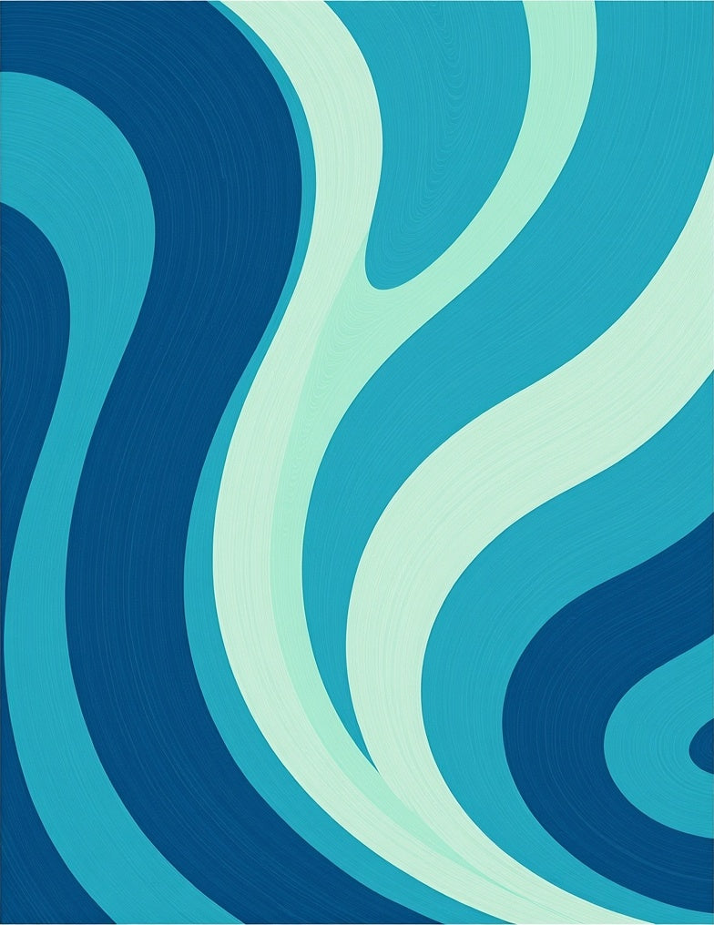 Flowing Blue Aqua Swirls Pattern Rug