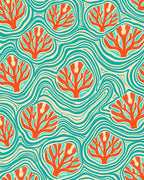 Coral and Wave Abstract Pattern Rug