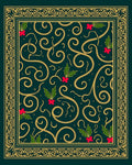 Ornate Green Gold Swirl Holly Rug