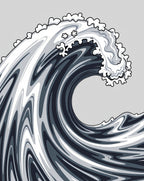 Dynamic Swirling Monochrome Wave Design Rug