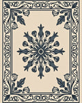 Ornate Floral Medallion Dark Blue Ivory Rug