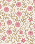 Pink Rose Floral Vine Pattern Rug