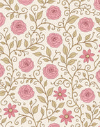 Pink Rose Floral Vine Pattern Rug