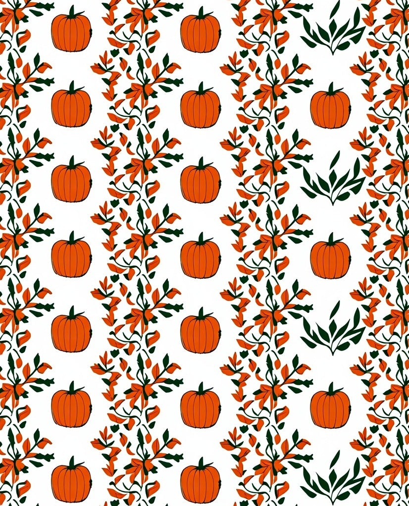 Orange Pumpkin Autumn Vine Swirl Rug