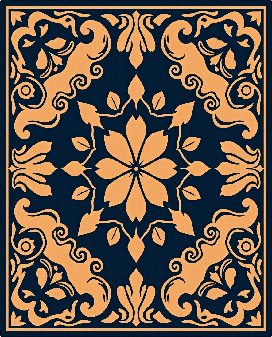 Elegant Floral And Scrollwork Pattern Rug