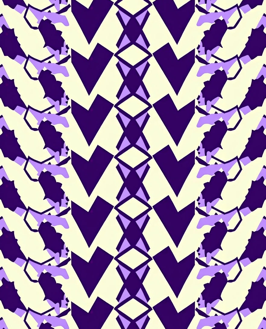 Geometric Abstract Purple Cream Pattern Rug