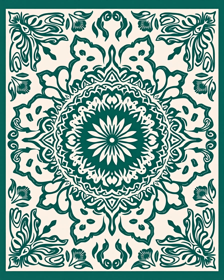 Intricate Floral Mandala Pattern Rug