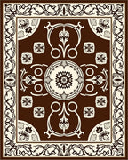Vintage Floral Scrollwork Rich Brown Rug