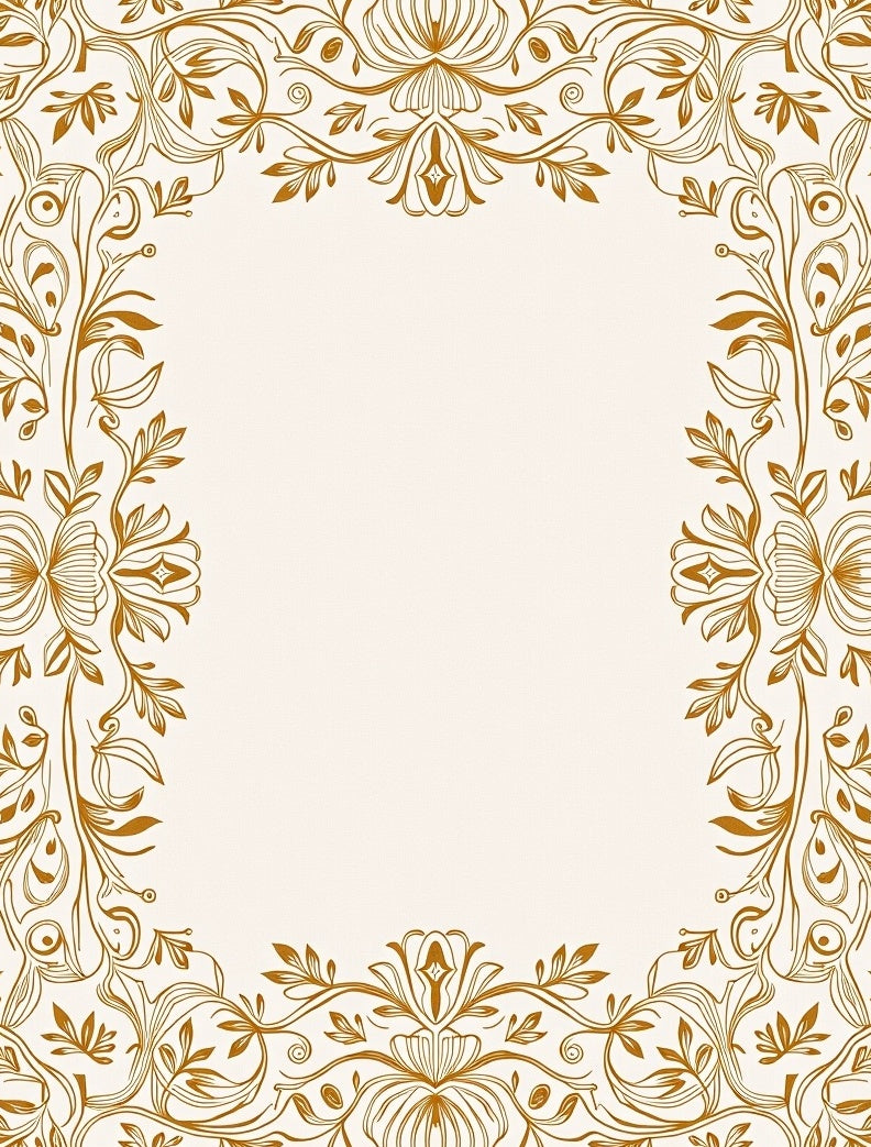 Ornate Floral Vine Border Design Rug