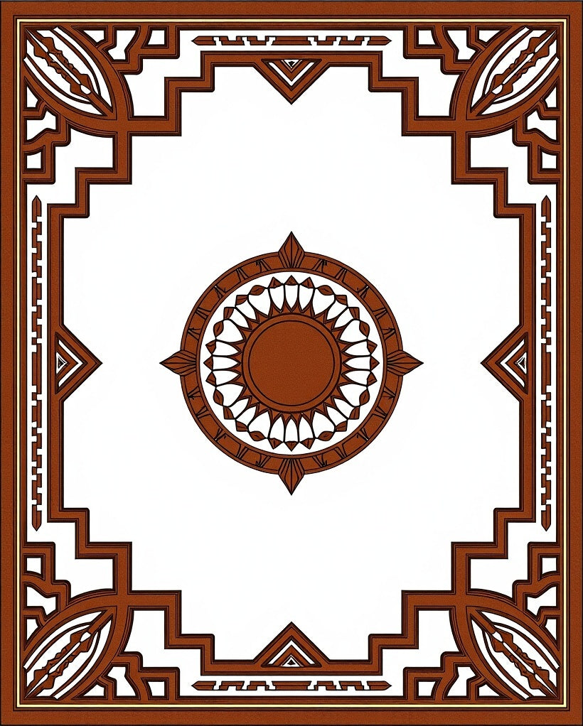 Brown Geometric Sunburst Style Rug