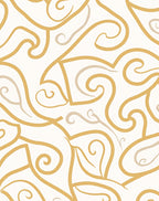 Abstract Yellow Swirl Pattern Design Rug