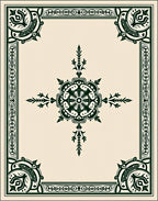 Dark Green Ornamental Floral Style Rug