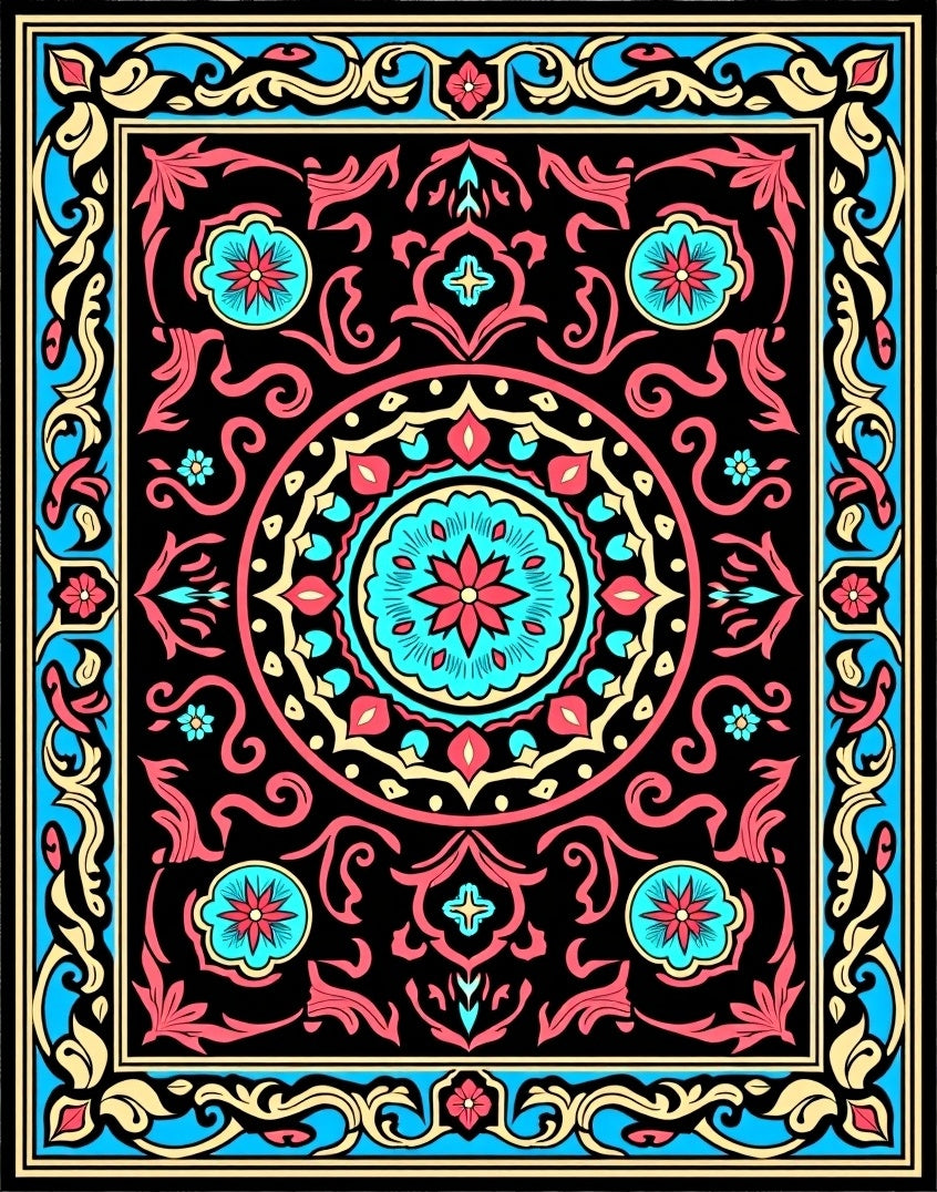Bold Floral Medallion Pattern Rug