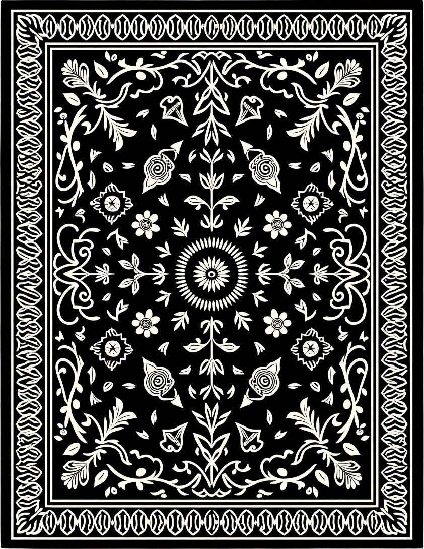 Classic Floral Monochromatic Ornament Rug