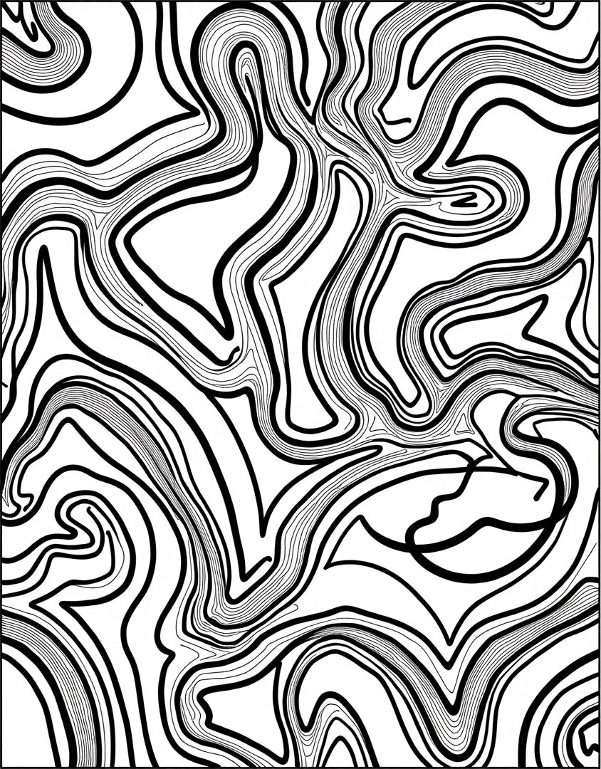 Abstract Black White Contour Rug