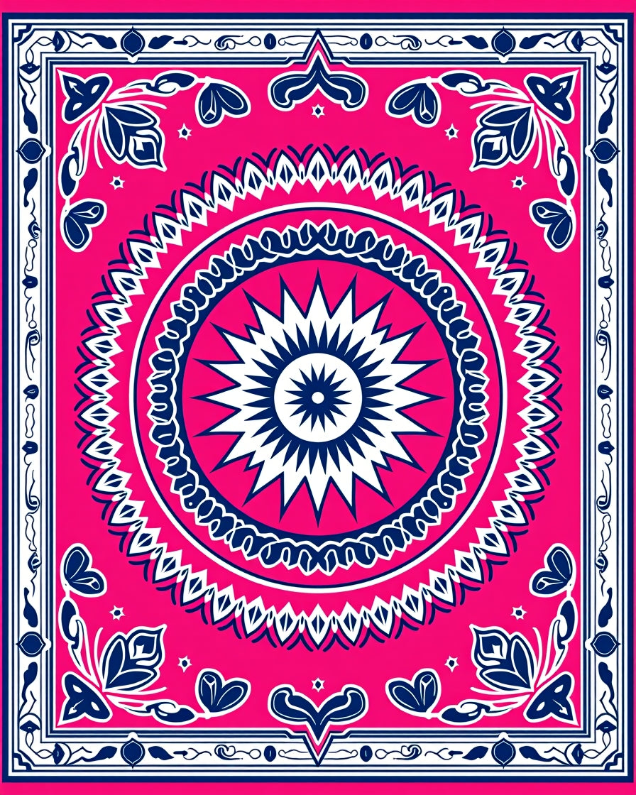 Bold Boho Sunburst Floral Design Rug