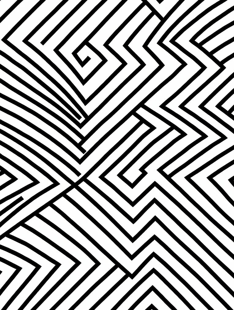 Monochromatic Geometric Maze Pattern Rug