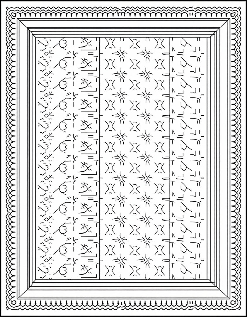Abstract Tribal Stripe Border Design Rug