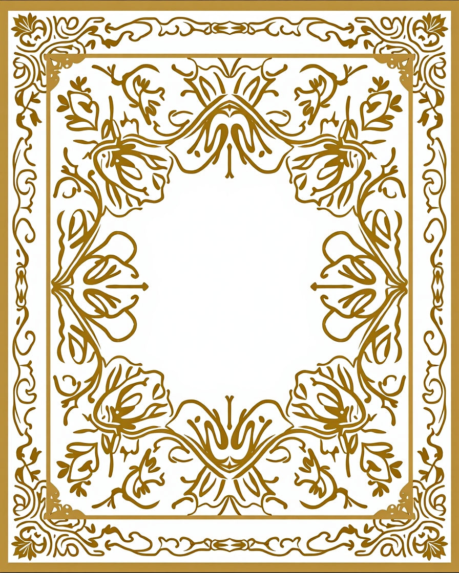 Ornate Floral Scrollwork Pattern Rug