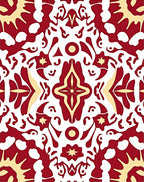 Symmetrical Red Cream Floral Pattern Rug