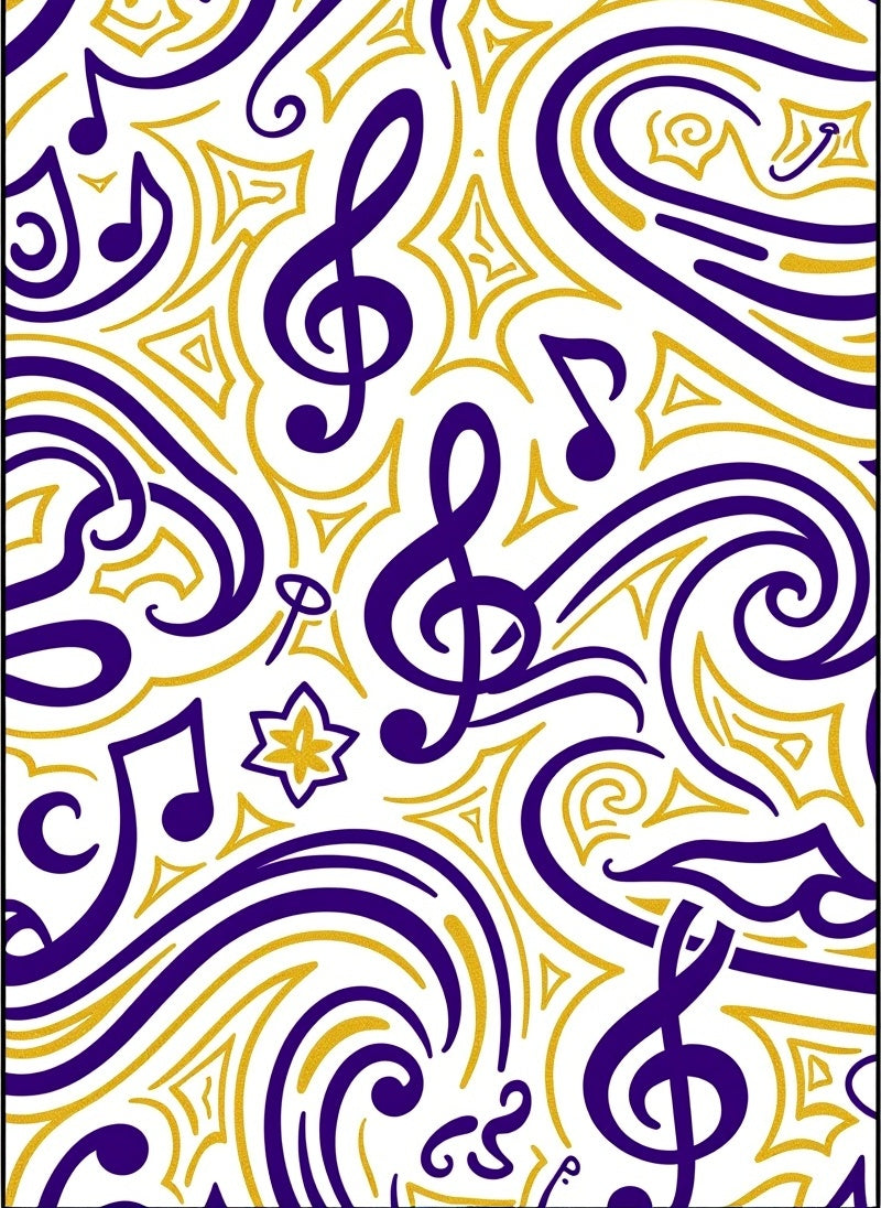 Musical Notes In Purple Gold Rug